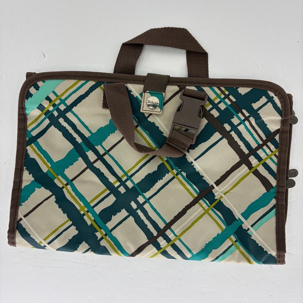 Thirty-One Hanging Jewelry Organizer 🧵✨ Teal Plaid Tri-Fold